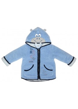 Garden baby велюровая голубая куртка для мальчика Бегемотик 105537-01/26